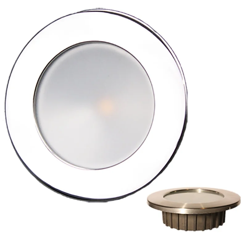 Lunasea ZERO EMI Recessed 3.5 LED Light – Warm White w/Polished Stainless Steel Bezel – 12VDC [LLB-46WW-0A-SS]