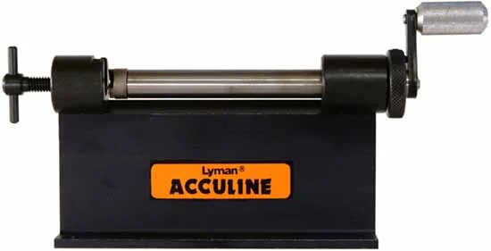 Lyman Accu-Trimmer,cartridge case trimmer,with nine popular pilots,trims up to 3-1/4" Sharps cases,easily converted to power use.
