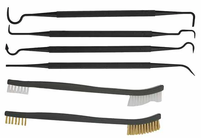 Lyman Pick & Brush Set,four plastic double ended picks, nylon brush, and brass brush
