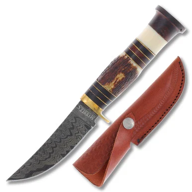 Marbles Damascus Skinner Fixed 4in Upswept Blade Stag MR611