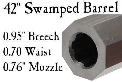Match Quality Rifle Barrel, .36 caliber,Golden Age, 42" swamped, "A" profile,1-48" twist, 5.0 lb, crowned, flared tang plug,by Rice Barrel Company
