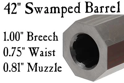 Match Quality Rifle Barrel, .50 caliber,Golden Age, 42" swamped, "B" profile,1-66" twist, 4.5 lb, crowned, flared tang plug,by Rice Barrel Company