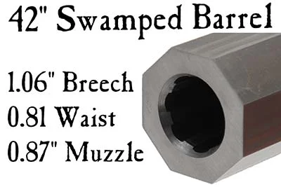 Match Quality Rifle Barrel, .50 caliber,Golden Age, 42" swamped, "C" profile,1-66" twist, 5.5 lb, crowned, flared tang plug,by Rice Barrel Company