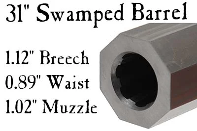 Match Quality Rifle Barrel, .50 caliber,Jaeger, 31" swamped profile,1-66" twist, 4.7 lb, crowned, flared tang plug,by Rice Barrel Company