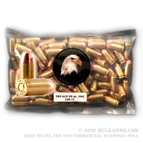 1000 Rounds of .380 ACP Ammo by MBI - 95gr FMJ