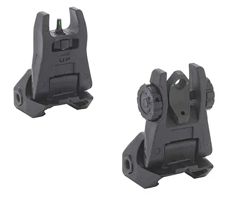 Meprolight USA 404100 FUBS Self Illuminated Flip Backup SightsBlack Green Tritium Front & Rear for AR-15