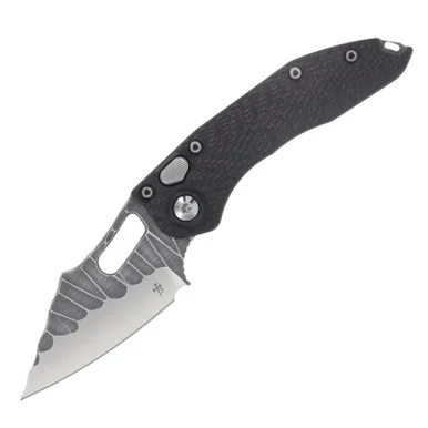 Microtech Marfione Borka Custom Stitch CF 3.63in Stonewash Spear Point Plain AUMT303MCKBP