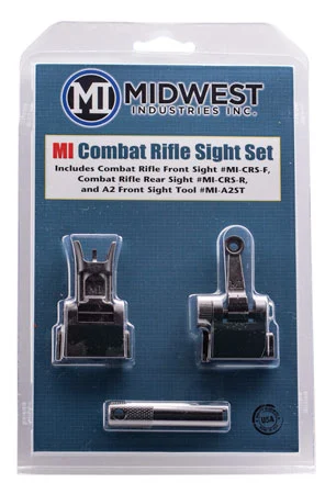 Midwest Industries MICRSSET Combat Rifle Sight SetBlack Flip Up Front & Rear for AR-15, M16, M4