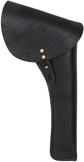 Military Holster, right hand, black leather, plain flap