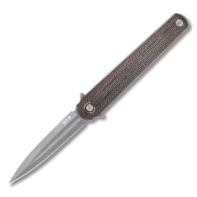 MKM Flame Folding Knife M390 Dagger/Green Micarta MKFL02GCT