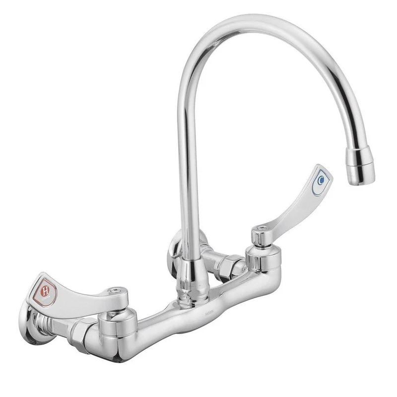 Moen M-DURA Two Handle Wall Mount Bathroom Sink Faucet in Chrome | Ferguson