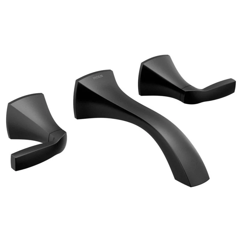Moen Voss Two Handle Wall Mount Bathroom Sink Faucet in Matte Black | Ferguson