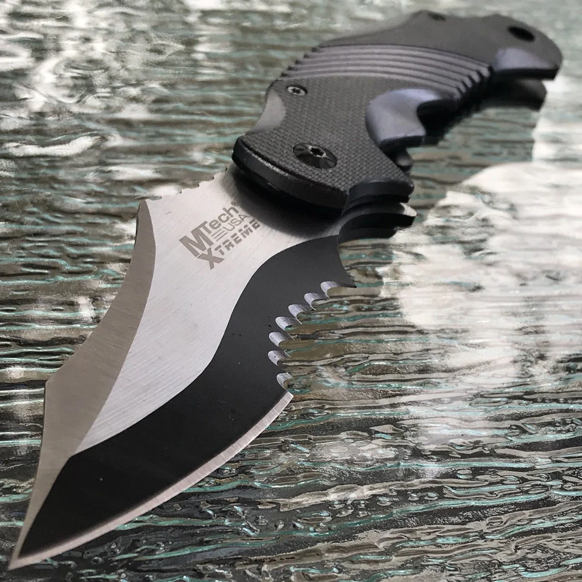 MTech Xtreme Ballistic Black Grey Assisted Tactical Flipper Knife