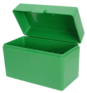 MTM AMMO BOX MEDIUM RIFLE 50-ROUNDS FLIP TOP GREEN