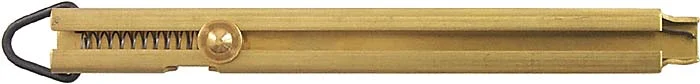 Musket Capper,straight line, brass,for top hat flanged musket caps,made in the USA,by Tedd Cash