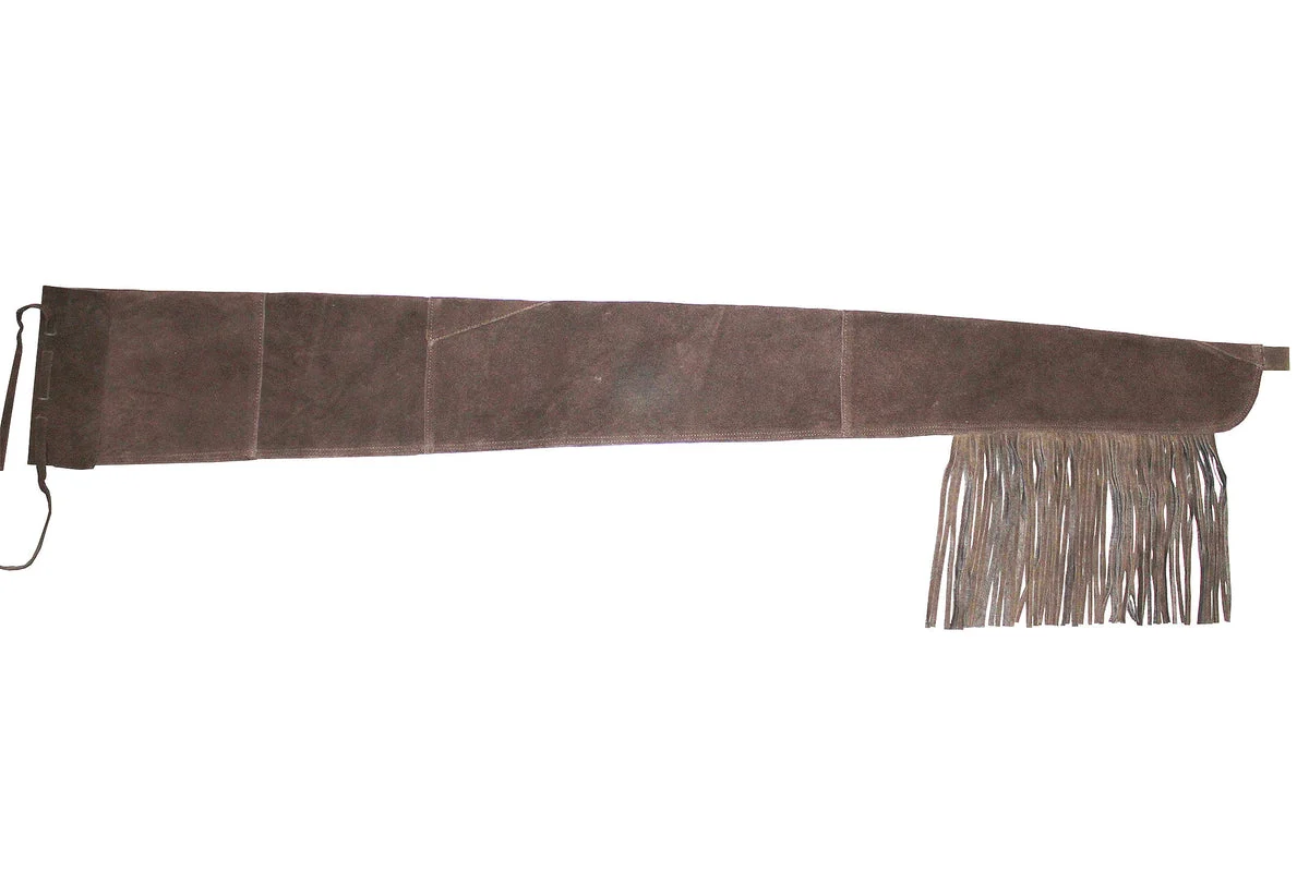 Muzzle-Loaders Blackpowder Leather Gun Sleeve - 53" Fringed Leather Rifle Sleeve - MZ1205