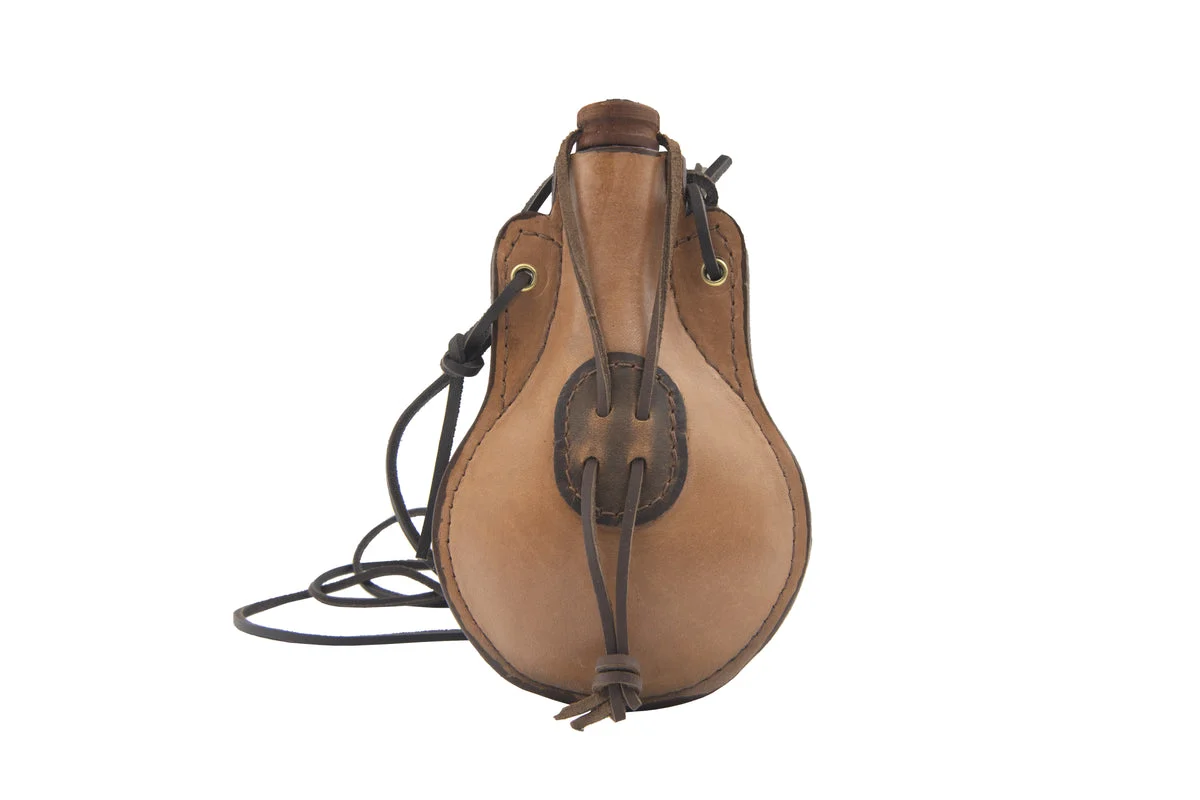 MuzzleLoader Deluxe Hard Leather Ball Flask - Black Powder Ball Flask