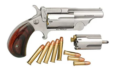 NAA Ranger II 22 LR/22 Mag Combo, 1.63" Barrel, Stainless, Rosewood Bird's Head Grip, 5rd