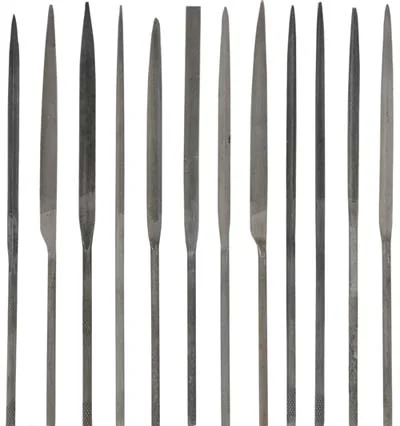 Needle Files,set of 12,6-1/4" long