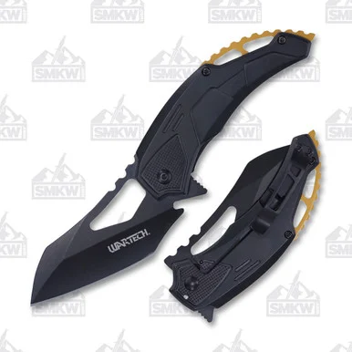 Neptune Trading WarTech Assisted Tactical Folding Knife Black Handle 3.25in Black Wharncliffe Blade NTPWT381BK