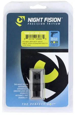 Night Fision SAW201003YGZ Tritium Night SightsFor Smith & WessonBlack | Green Tritium Yellow Ring Front Sight Green Tritium Black Ring Rear Sight