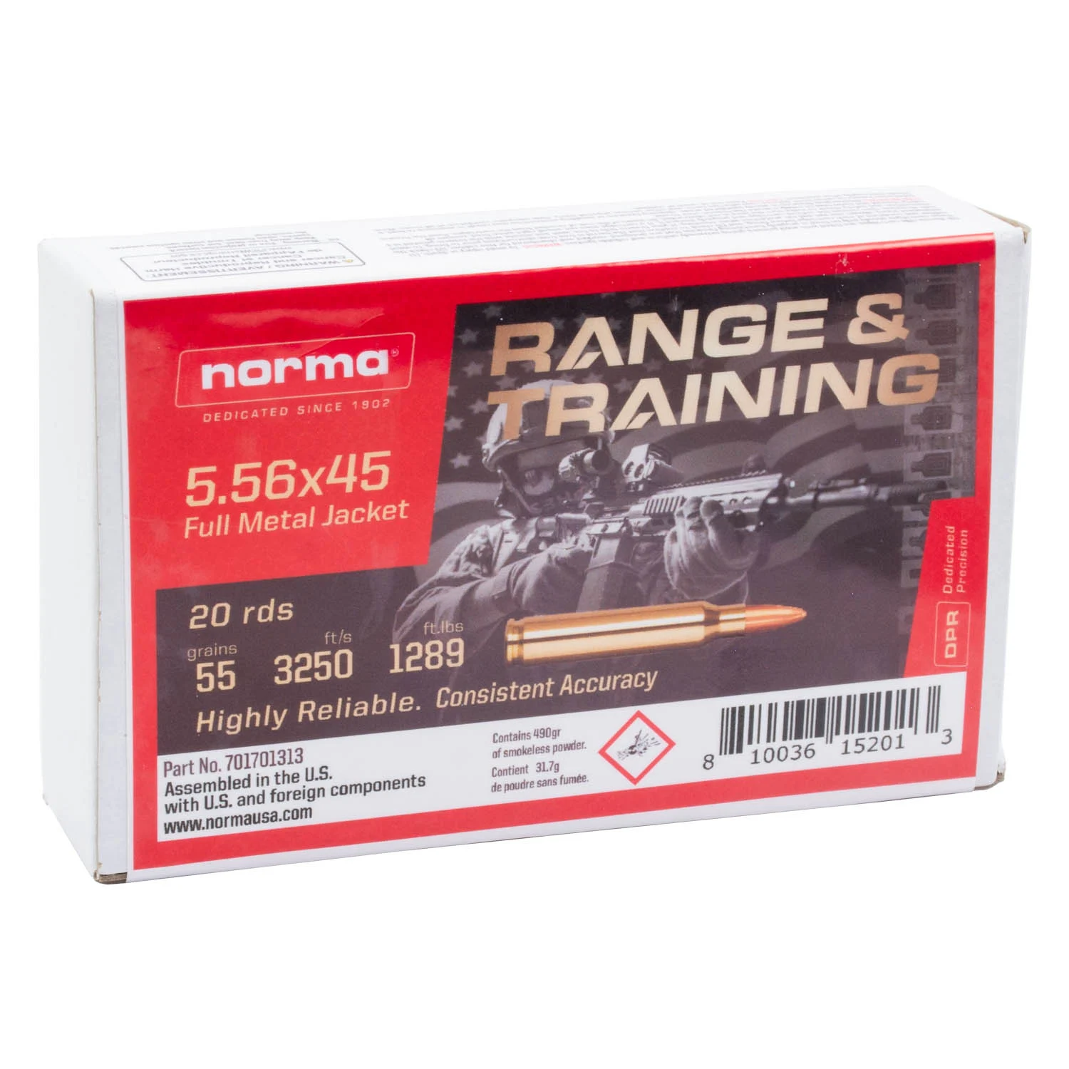 Norma Tactical 5.56x45mm FMJ 55 gr – Reliable Range Ammo | 200 Rounds