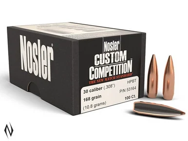NOSLER 30 168GR HPBT CUSTOM COMP 100PK