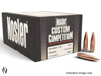 NOSLER 30 190GR HPBT CUSTOM COMP 100PK