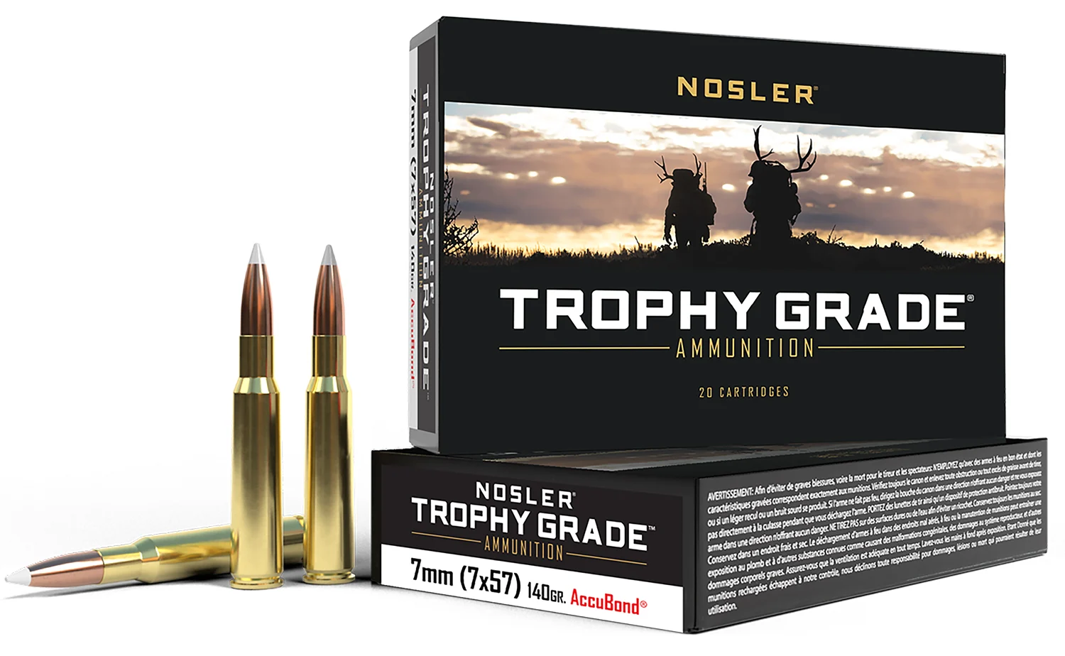 Nosler 47118 Trophy Grade7x57mm Mauser 140 gr Nosler AccuBond 20 Per Box/ 10 Case