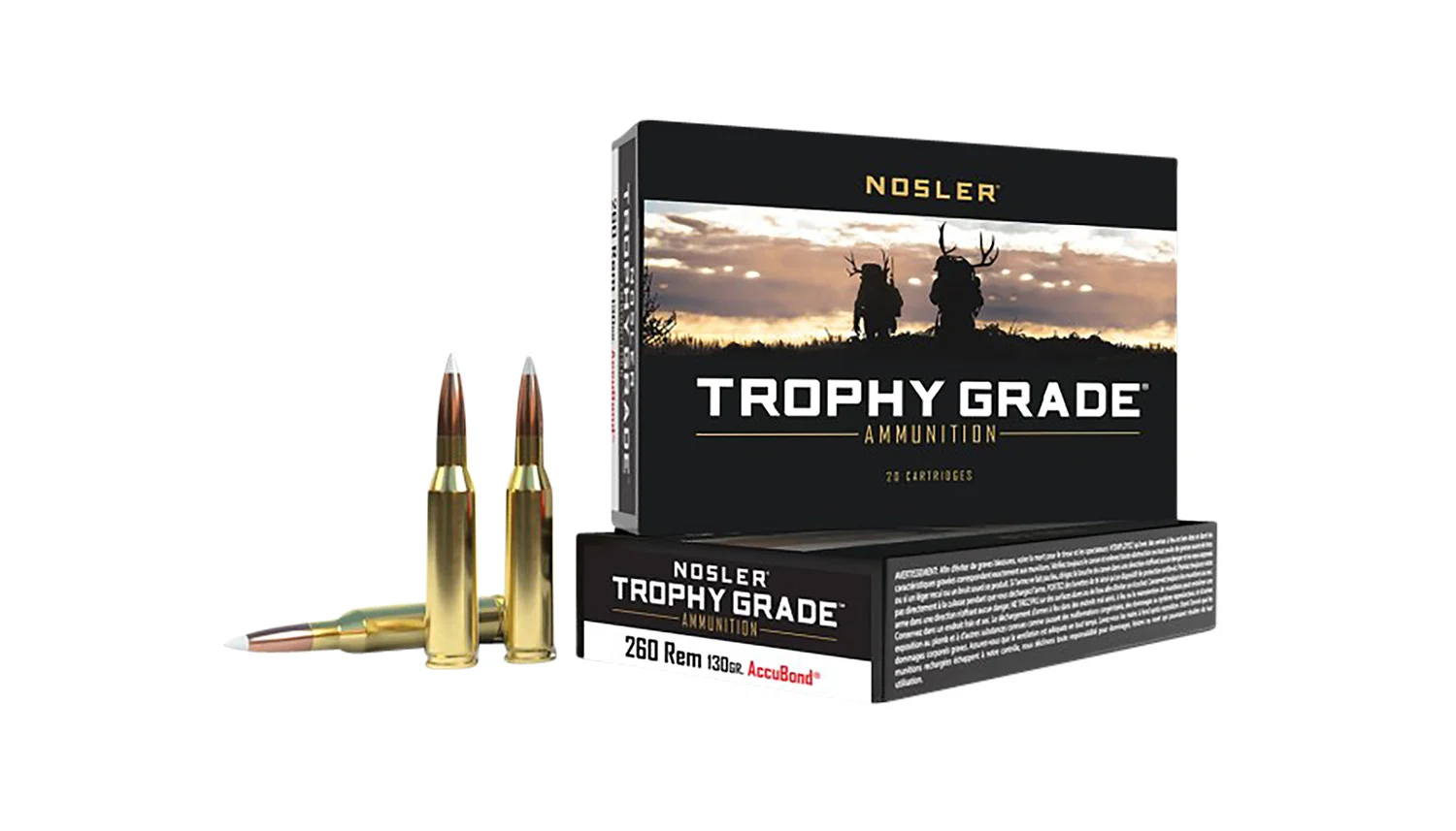 Nosler 60024 Trophy Grade260 Rem 130 gr Nosler AccuBond 20 Per Box/ 10 Case