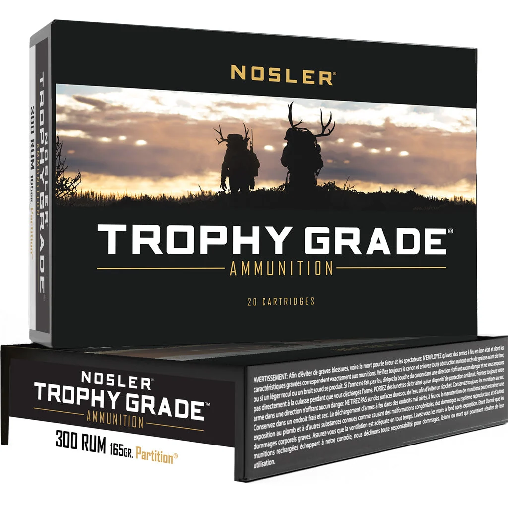 Nosler 60064 Trophy Grade Nosler Spitzer Partition165 Grain .300 RUM