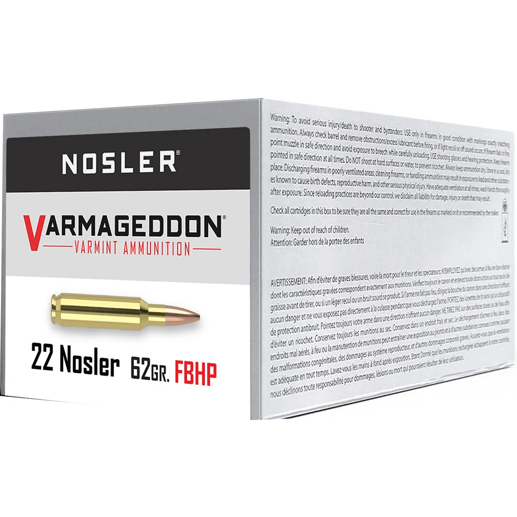 Nosler 65180 Varmageddon Flat Base Hollow Point62 Grain .22 Nosler