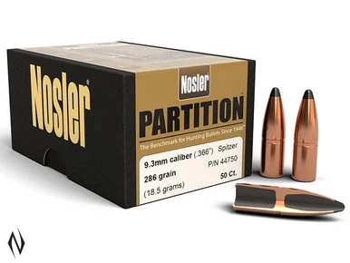 NOSLER 9.3MM 286GR PARTITION 50PK