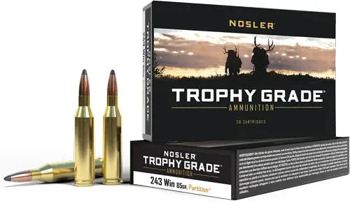 NOSLER TROPHY GRADE 243 WIN 85GR PARTITION TIP 20RD