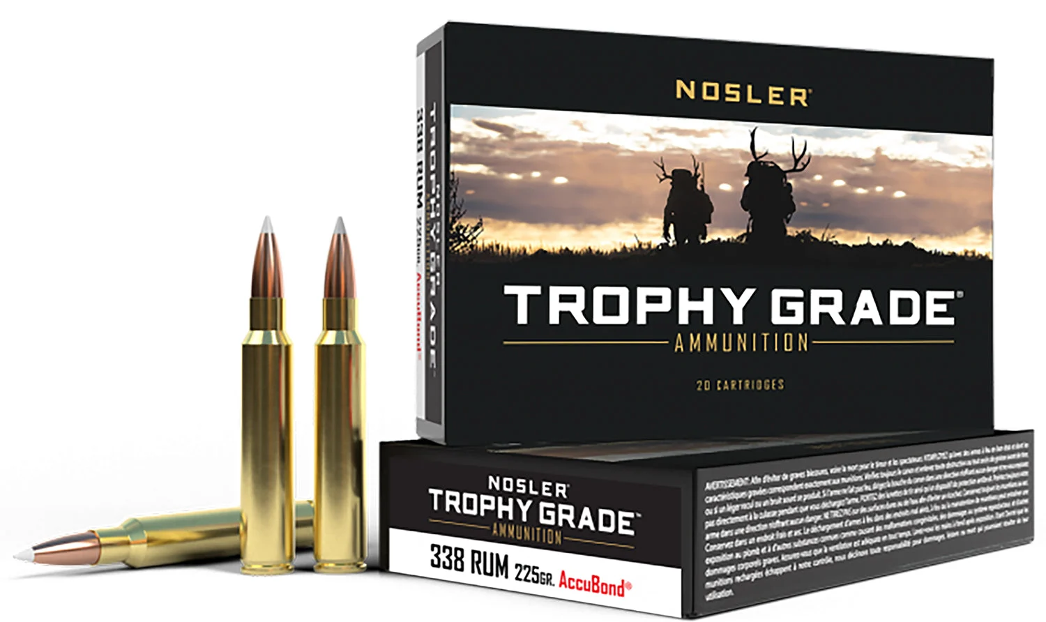 Nosler Trophy Grade .338 RUM 225 gr PolyTip ammo