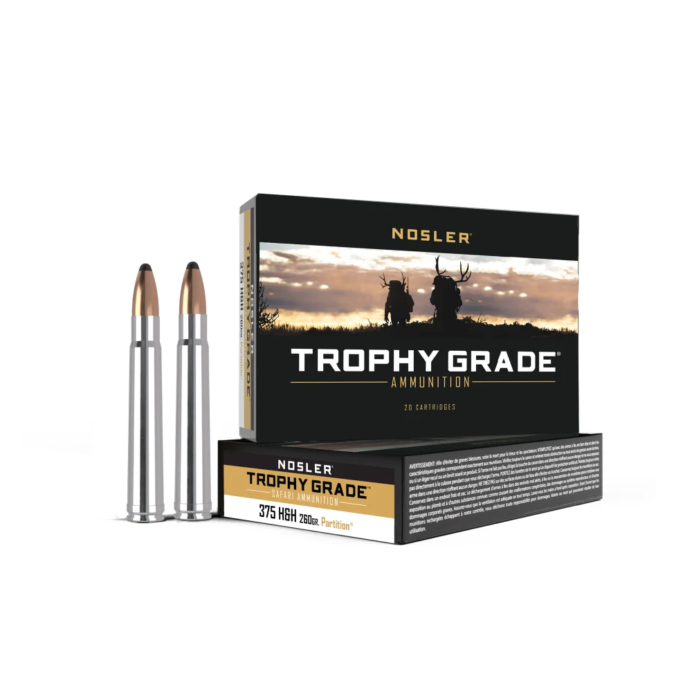 Nosler Trophy Grade .375 H&H Mag 260 gr JSP ammo