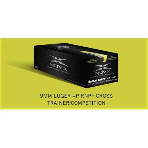 NovX Cross Trainer/Competition Ammunition 9mm Luger +P 65 Grain RNP Lead-Free