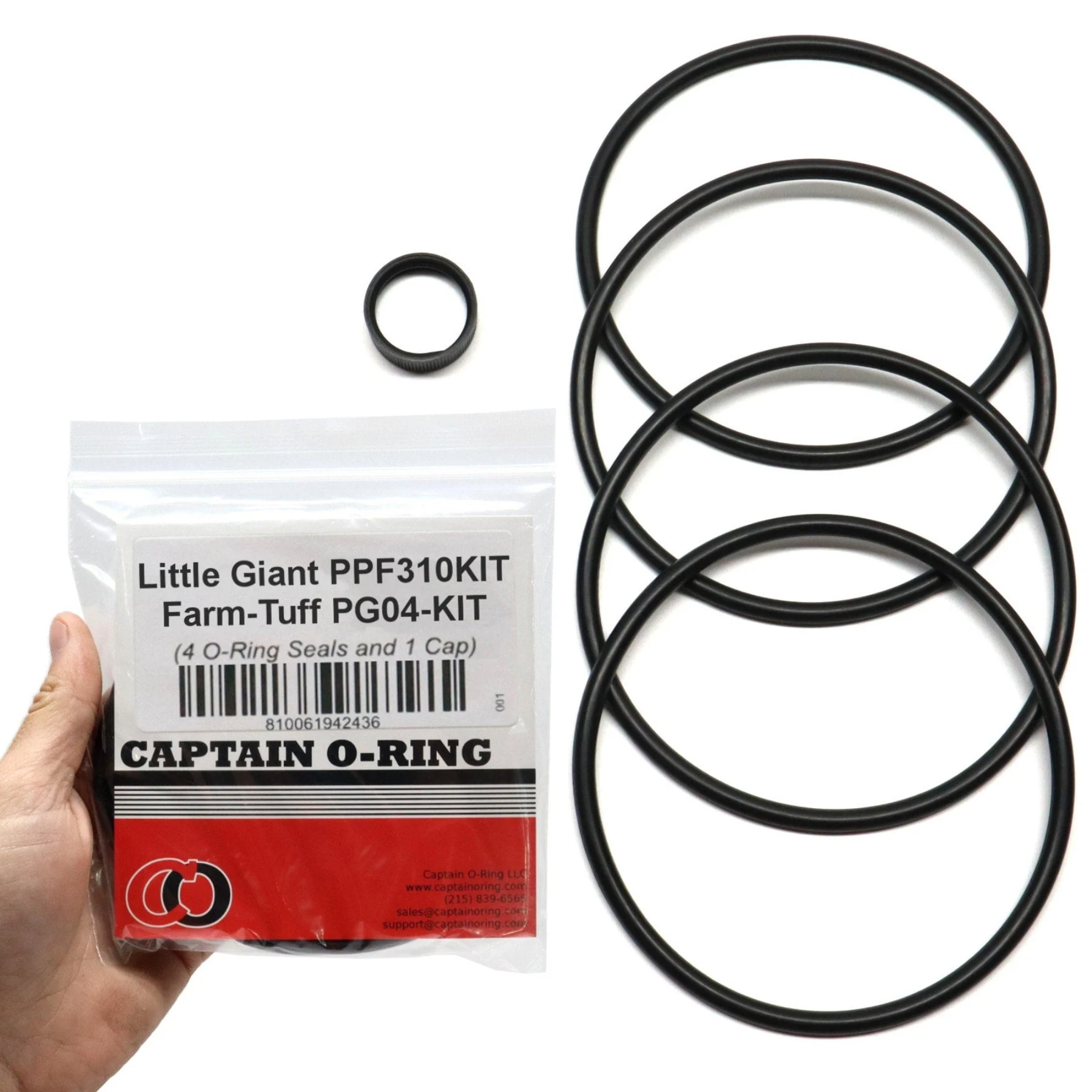 O-Ring Kit for Little Giant PPF & Farm-Tuff Poultry Fountains (4 o-rings, 1 cap) - PPF310KIT PG04-KIT 466164