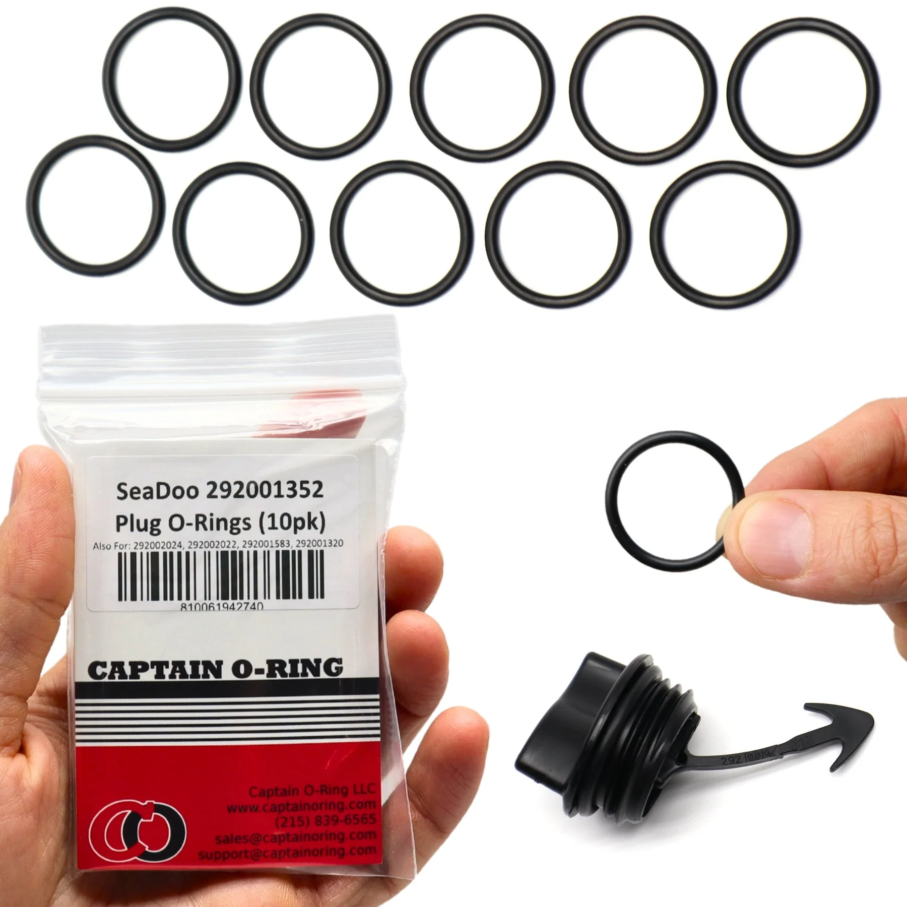 O-Rings for SeaDoo 292001352 Plug (10 Pack) – Also Fits 292002024, 292002022, 292001583, 292001320, 293300067 Drain Plugs