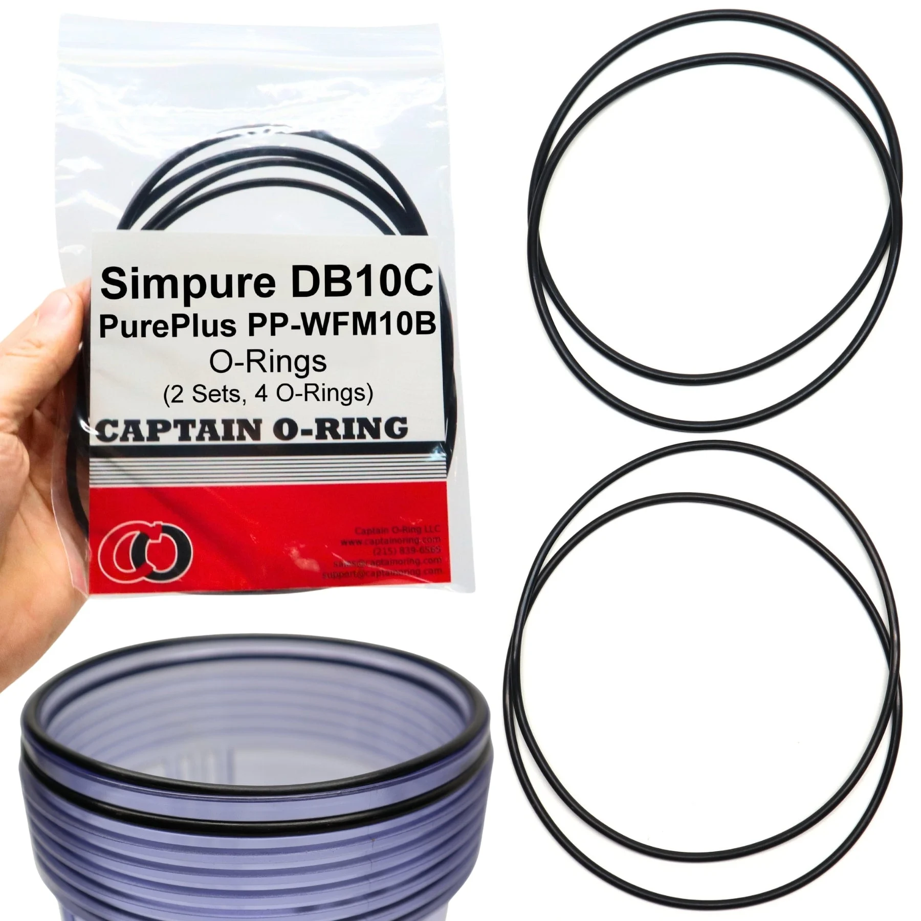 O-Rings for Simpure DB10C PurePlus PP-WFM10B Filter Housing (2 Sets, 4 O-Rings)