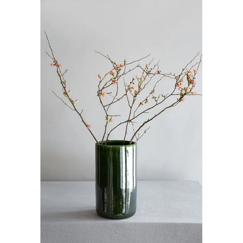 Oak GLAZED: Green Emerald,Height 40 cm, Vase