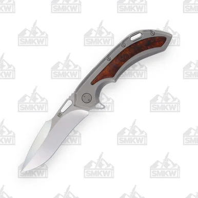 Olamic Wayfarer 247 Folding Knife T688-H Light Blast with Koa Wood Inlay T688H
