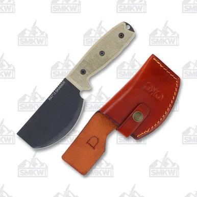 Ontario RAT 3 Fixed Blade Knife Big Belly Skinner Tan Micarta with Leather Sheath OKC8661