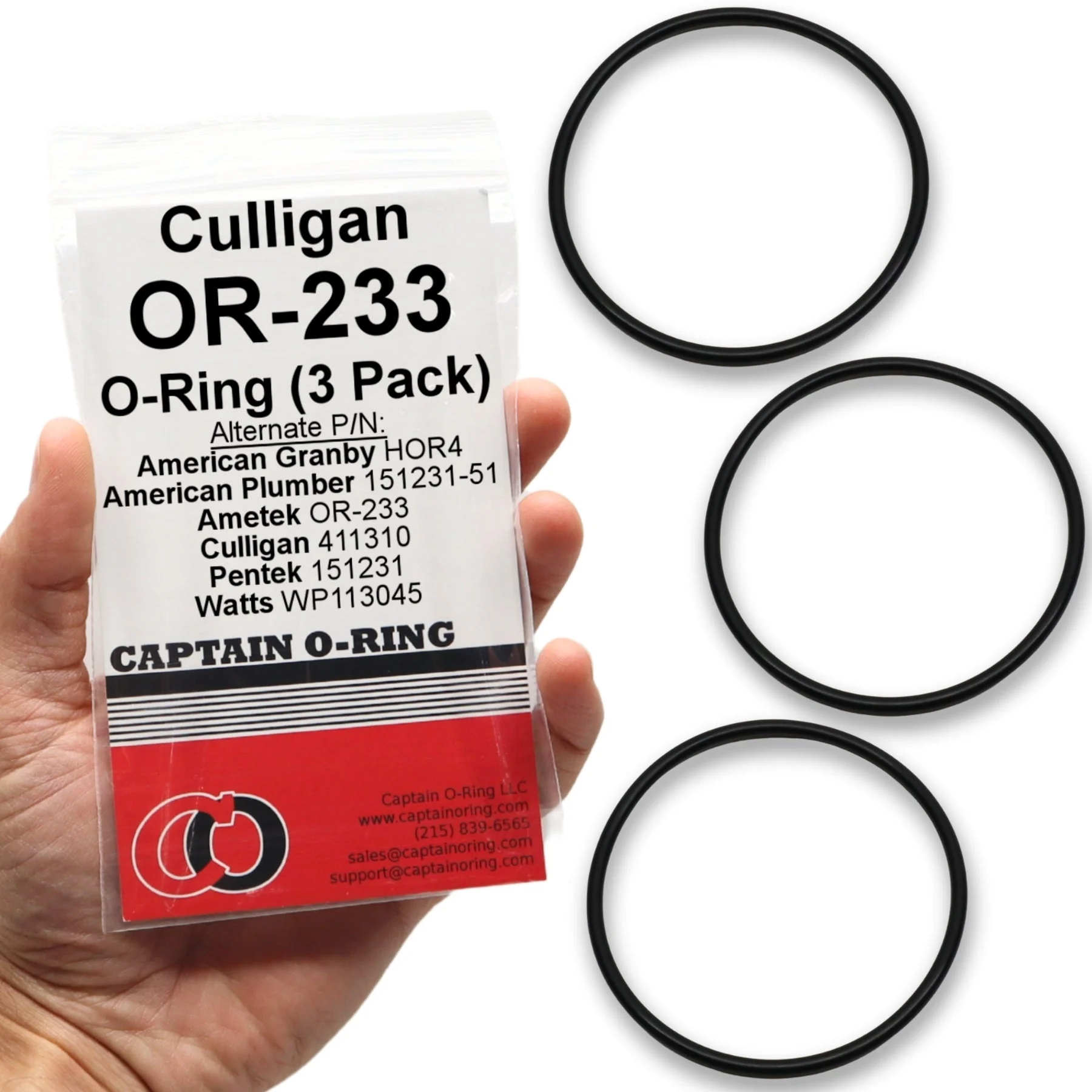 OR-233 O-Rings for Culligan US-600(A), SY-2000, SY-2300, SY-2500, SY-2650 Water Filter Housings (3 Pack) [Also called HOR4, 151231-51, 411310, 151231, WP113045]