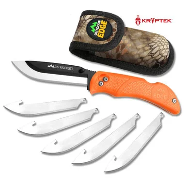 Outdoor Edge Razor Pro Lite Folding Knife 3.5in Drop Point- Orange Handle OERB-20C