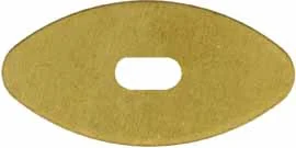 Oval Knife Guard #2, 13/16" wide by 1-5/8" long, 3/16" thick, large oval slot 3/16" wide by 1/2" long, brass