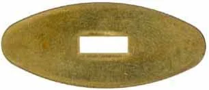 Oval Knife Guard #3, 11/16" wide by 1-5/8" long, 1/4" thick, large rectangular slot 3/16" wide by 1/2" long, brass