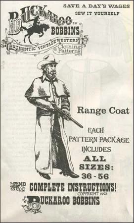 Pattern for Range Coat or Duster,sizes 36 to 56,complete instructions