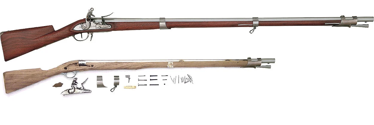 Pedersoli 1766 Charleville Musket Rifle Kit - .69 Cal 44" Unfinished Walnut Stock - K.255.175