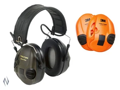 PELTOR SPORTAC GREEN & ORANGE ELECTRONIC EAR MUFFS 24DB